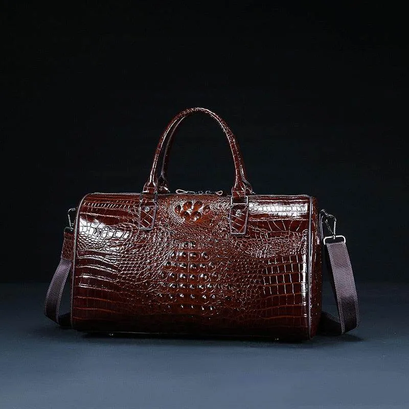 Large Capacity Shoulder Duffel Textured Leather Bag