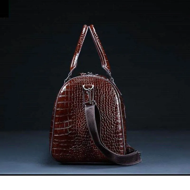 Large Capacity Shoulder Duffel Textured Leather Bag