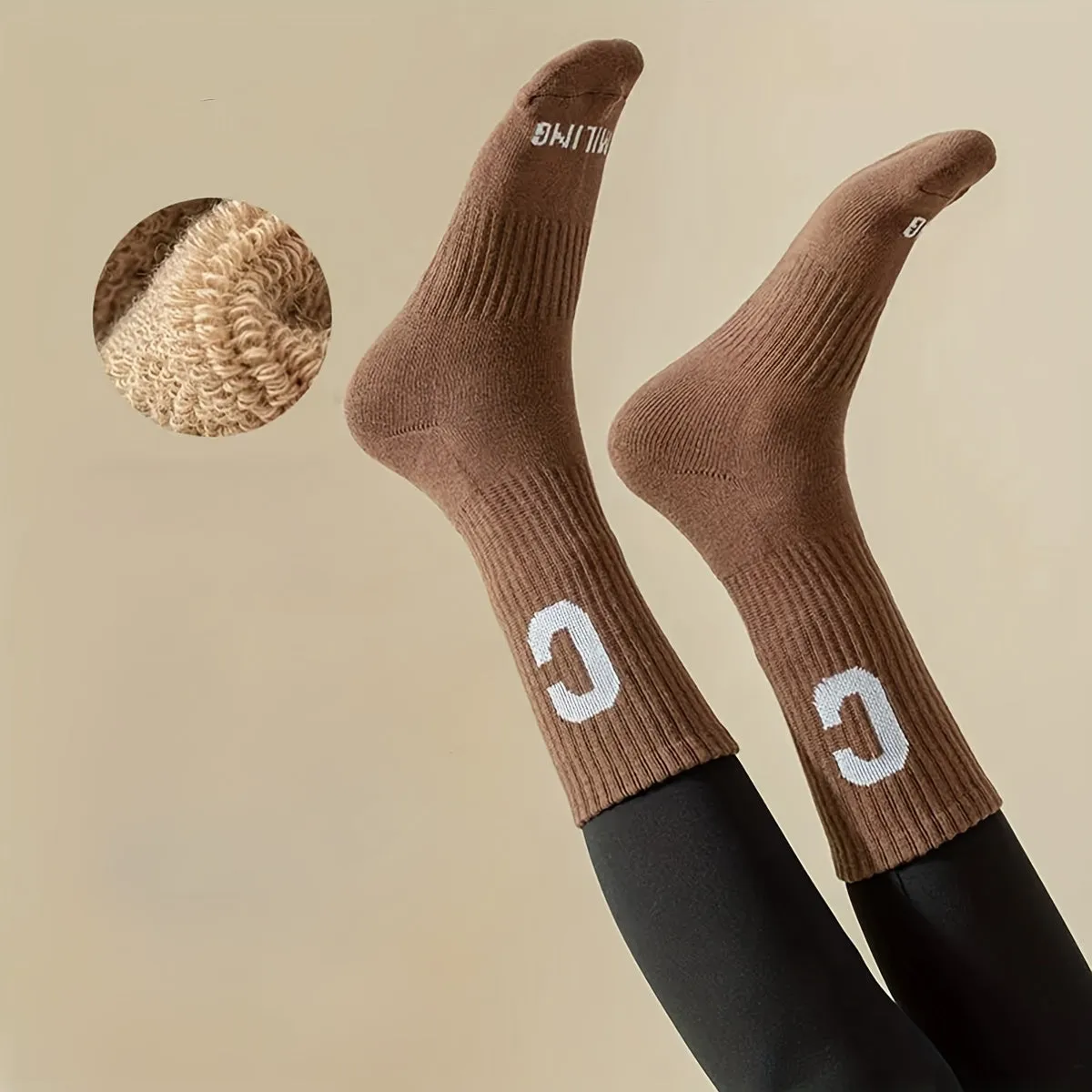 Letter Comfy & Breathable Mid  Calf Casual  Warm Socks