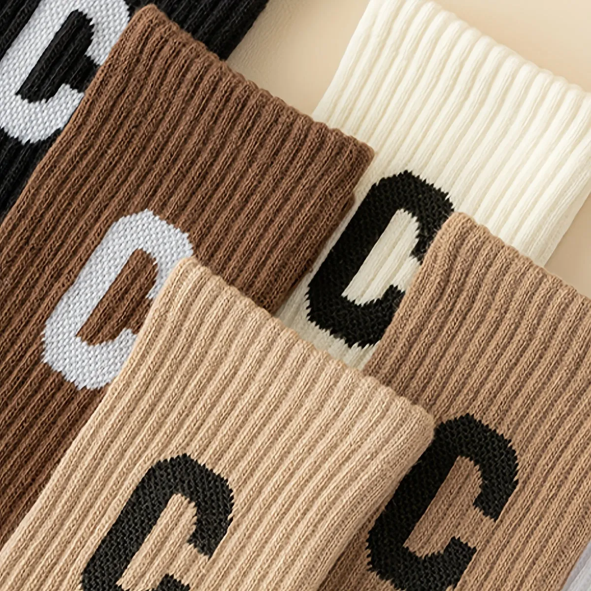 Letter Comfy & Breathable Mid  Calf Casual  Warm Socks