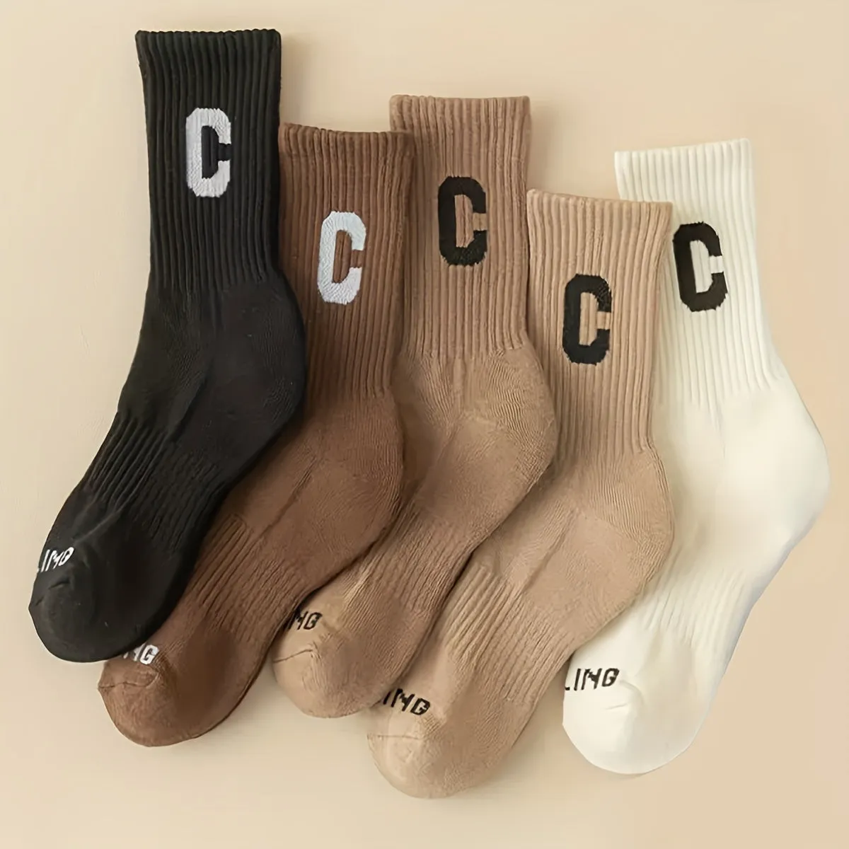 Letter Comfy & Breathable Mid  Calf Casual  Warm Socks