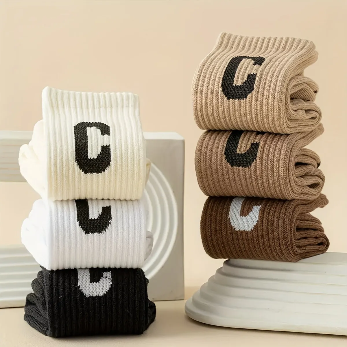Letter Comfy & Breathable Mid  Calf Casual  Warm Socks
