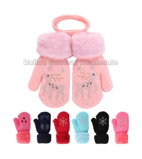 Little Girls Fur Insulated Mittens Wholesale