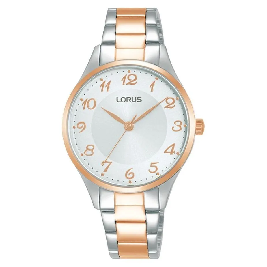 Lorus Ladies Two-tone Analog Watch with Stainless Steel Bracelet & White Dial RG272VX9