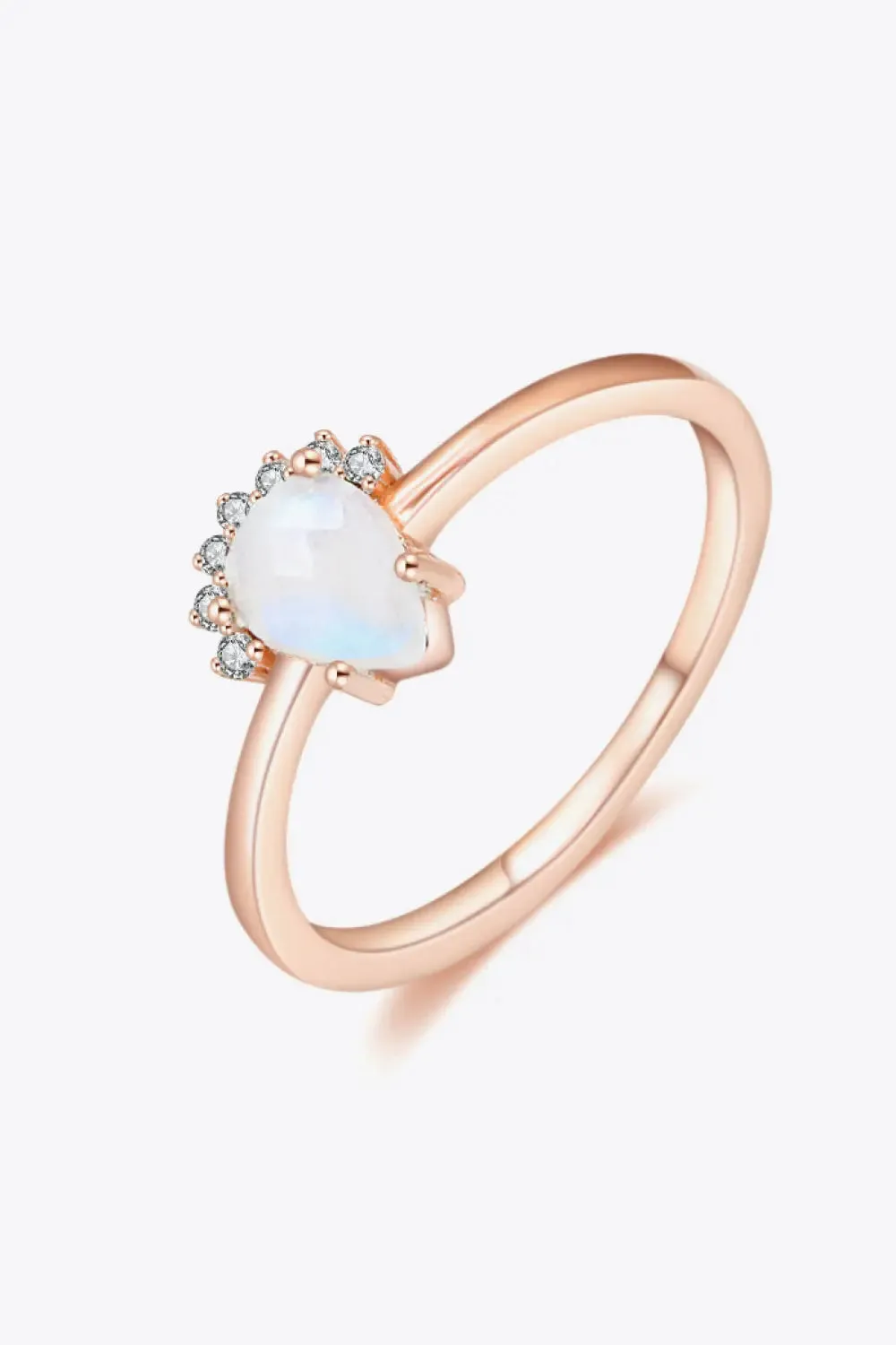 LOVCIA 18K Rose Gold-Plated Pear Shape Natural Moonstone Ring