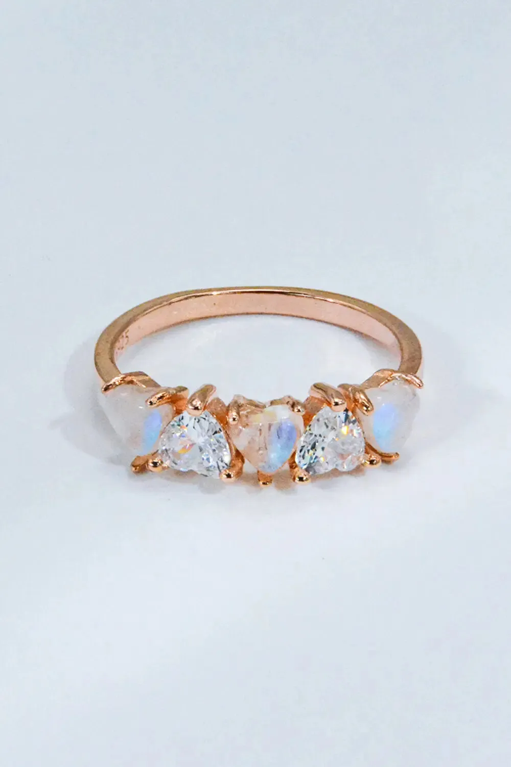 LOVCIA Moonstone and Zircon Heart Ring