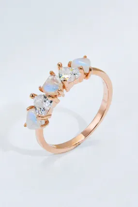 LOVCIA Moonstone and Zircon Heart Ring