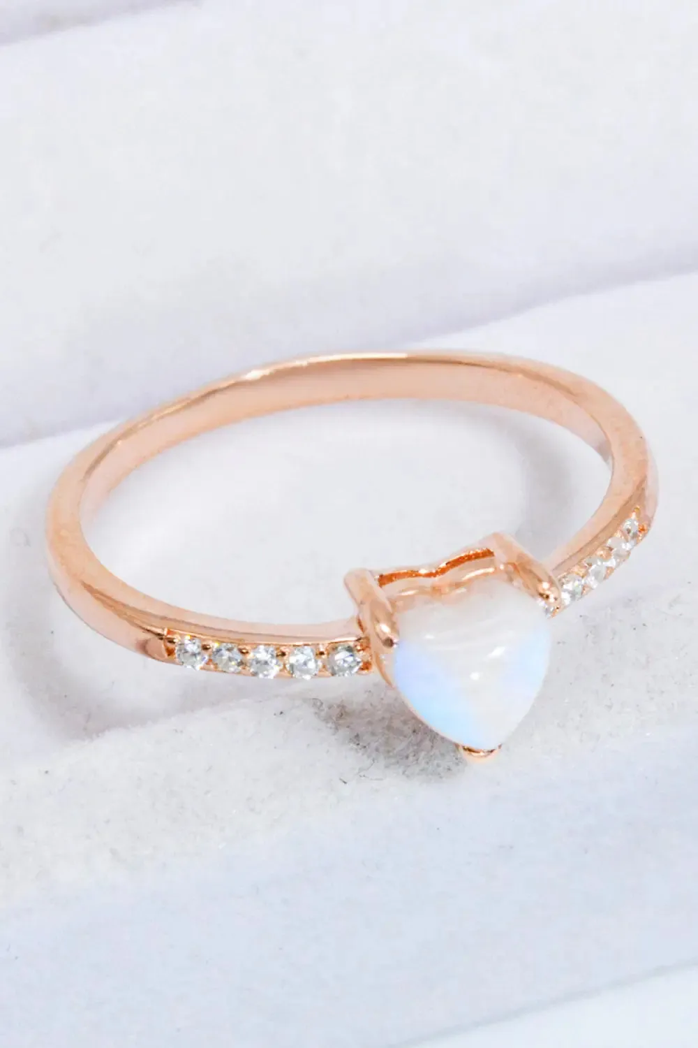 LOVCIA Natural Moonstone Heart 18K Rose Gold-Plated Ring