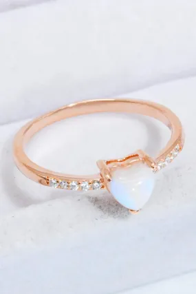 LOVCIA Natural Moonstone Heart 18K Rose Gold-Plated Ring
