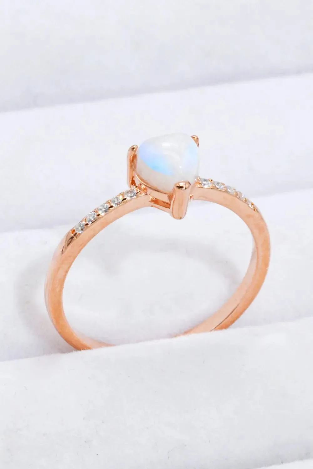 LOVCIA Natural Moonstone Heart 18K Rose Gold-Plated Ring