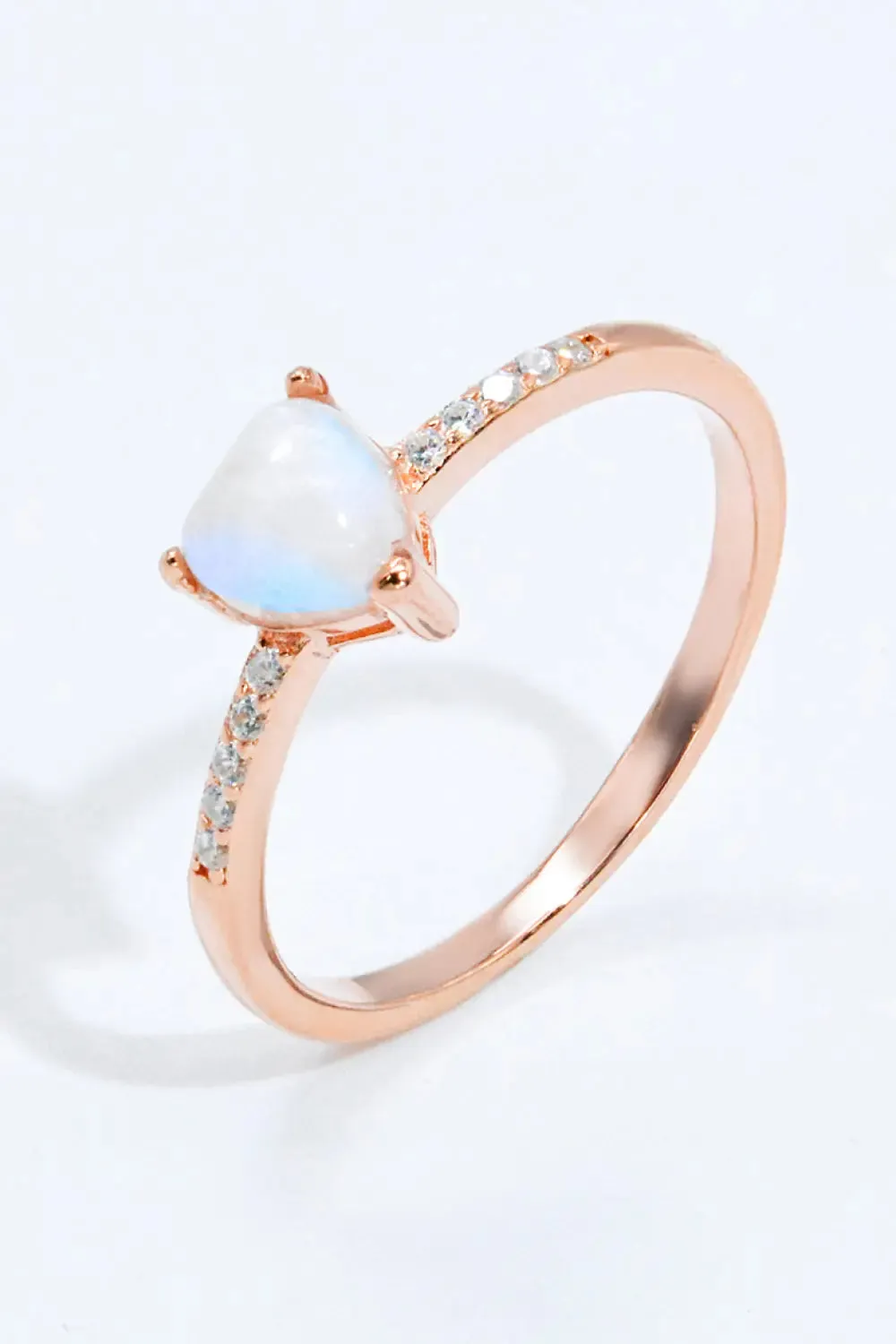 LOVCIA Natural Moonstone Heart 18K Rose Gold-Plated Ring