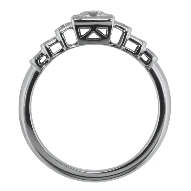 Low Profile Vintage Engagement Ring with Diamond Band