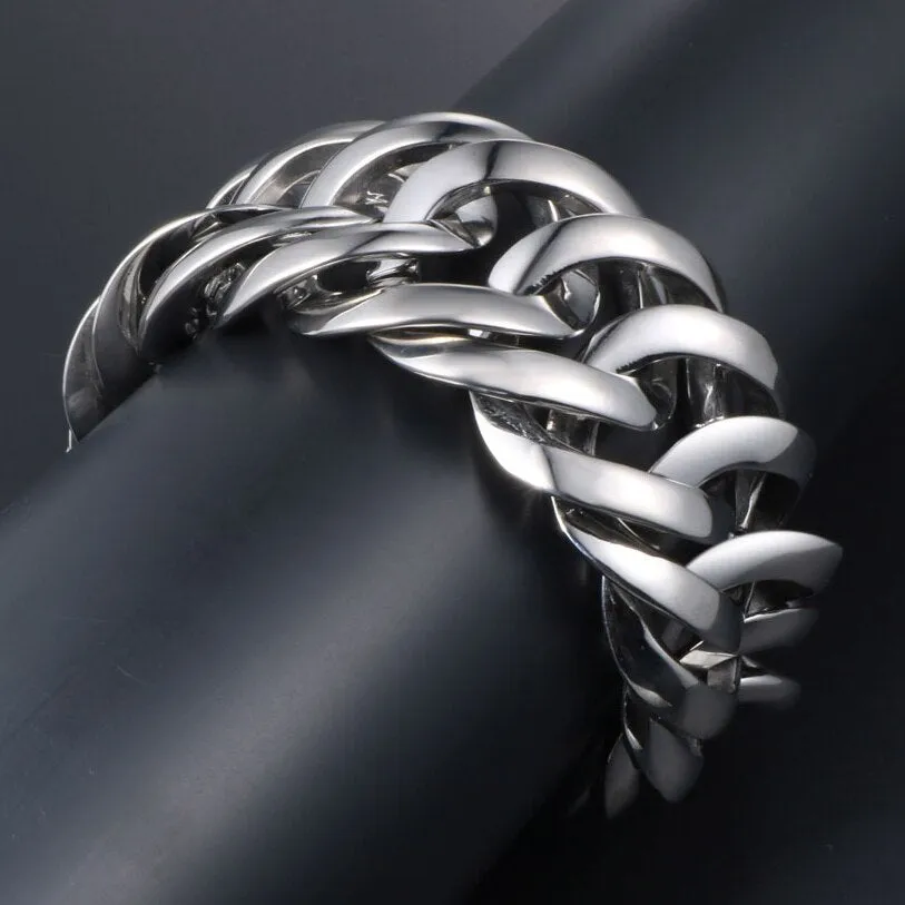 Massive Metal Bikers Jewelry 33MM Stainless Steel Curb Chain Bracelets For Man Men's