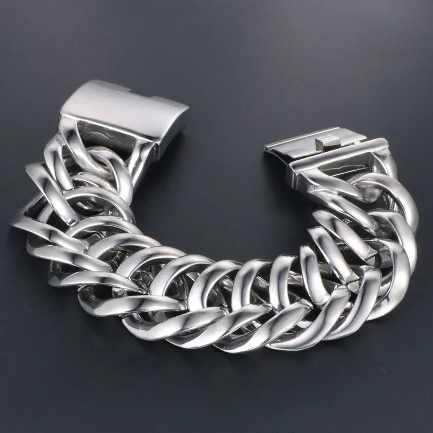 Massive Metal Bikers Jewelry 33MM Stainless Steel Curb Chain Bracelets For Man Men's