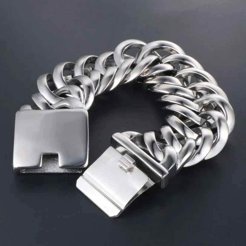 Massive Metal Bikers Jewelry 33MM Stainless Steel Curb Chain Bracelets For Man Men's