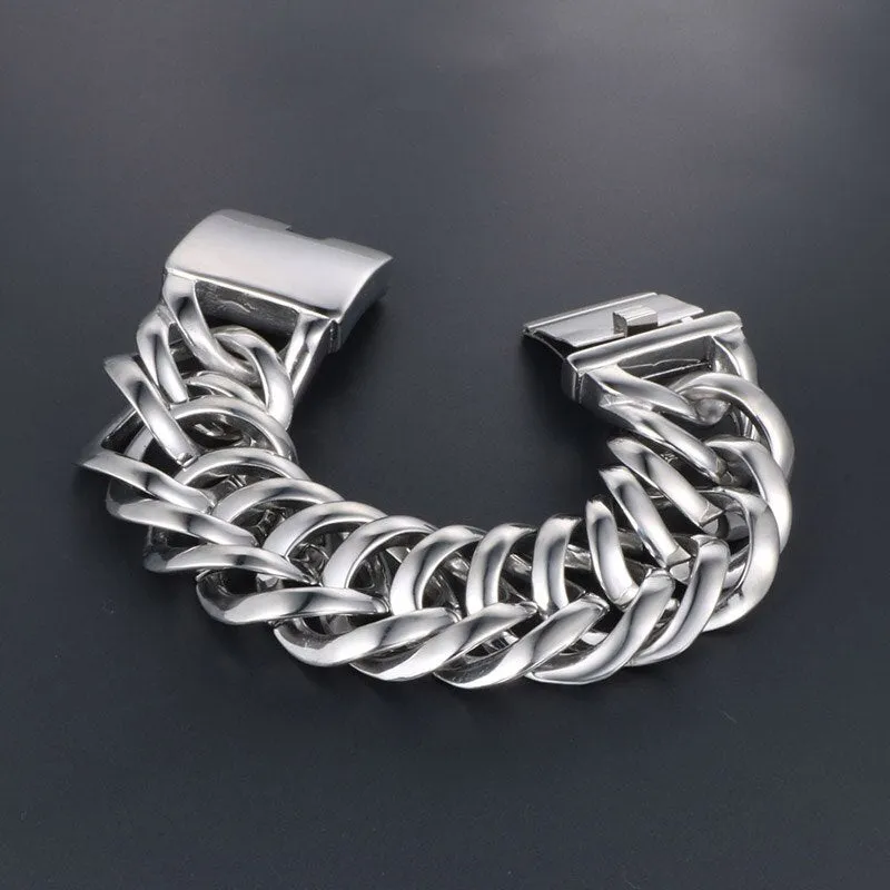 Massive Metal Bikers Jewelry 33MM Stainless Steel Curb Chain Bracelets For Man Men's