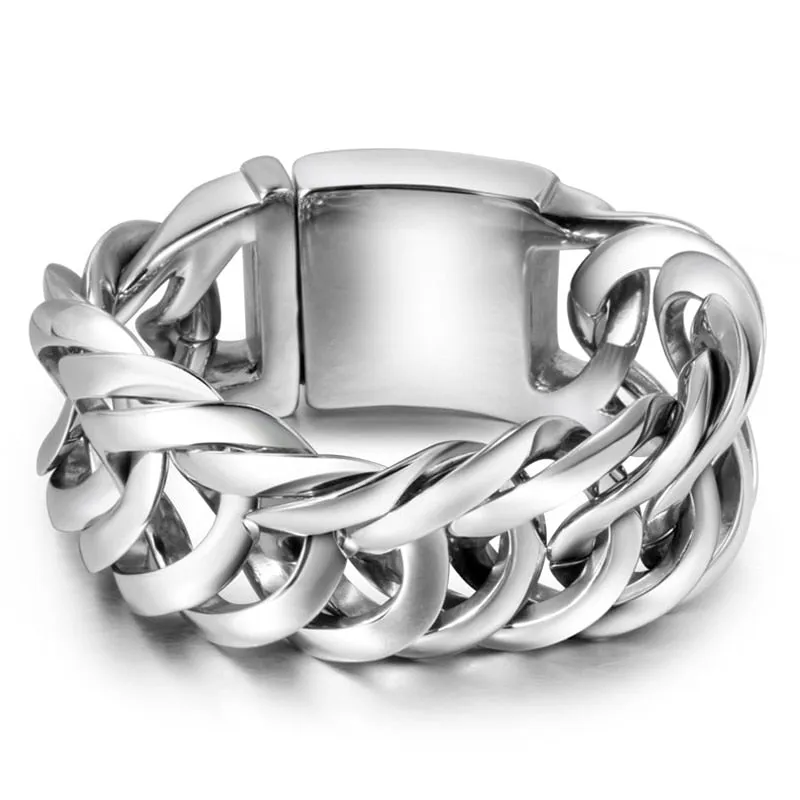 Massive Metal Bikers Jewelry 33MM Stainless Steel Curb Chain Bracelets For Man Men's