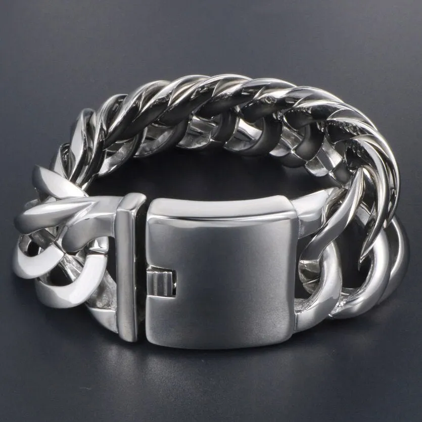 Massive Metal Bikers Jewelry 33MM Stainless Steel Curb Chain Bracelets For Man Men's