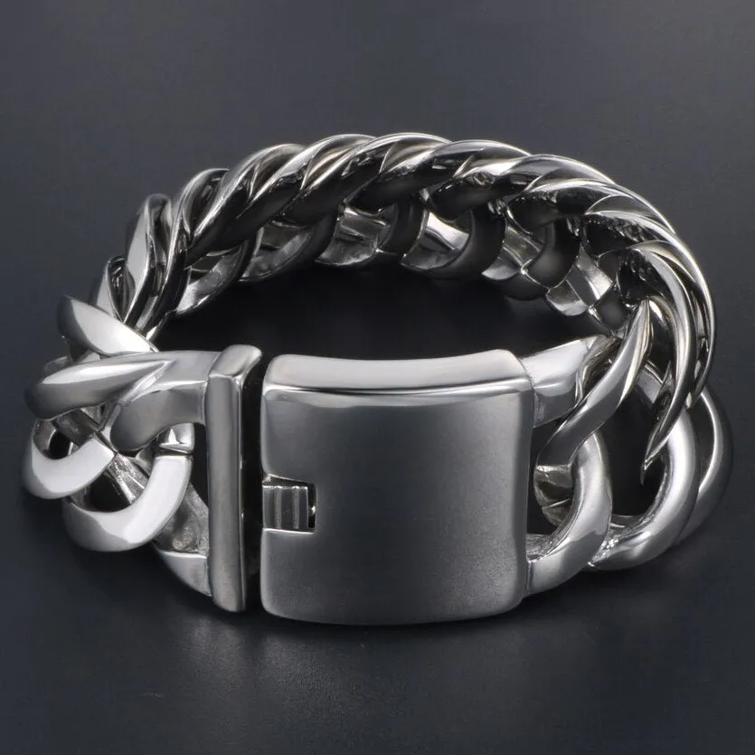 Massive Metal Bikers Jewelry 33MM Stainless Steel Curb Chain Bracelets For Man Men's