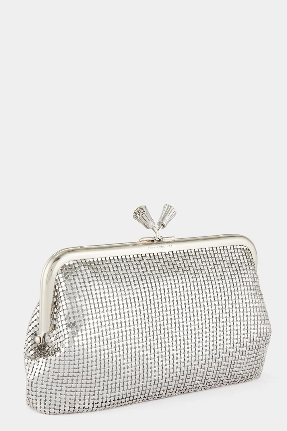 Maud Tassel Clutch - Silver Mesh