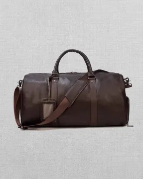 MEN'S & WOMEN'S BROWN LEATHER WEEKENDER LUGGAGE BAG