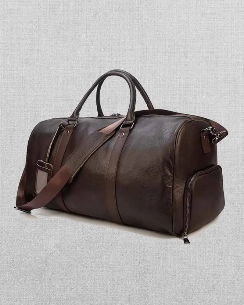 MEN'S & WOMEN'S BROWN LEATHER WEEKENDER LUGGAGE BAG
