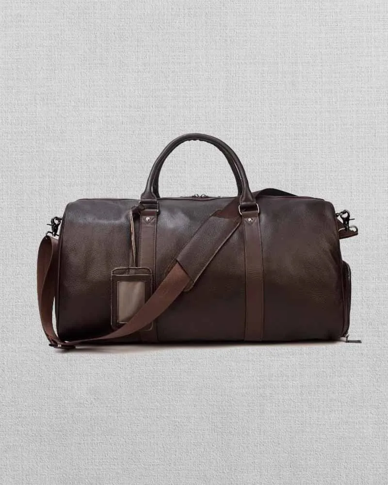 MEN'S & WOMEN'S BROWN LEATHER WEEKENDER LUGGAGE BAG