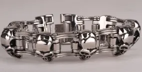 Metal Bike Chain Skulls Bracelet Stainless Steel