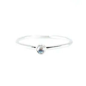 Mini Moonstone Stacking Ring in Silver