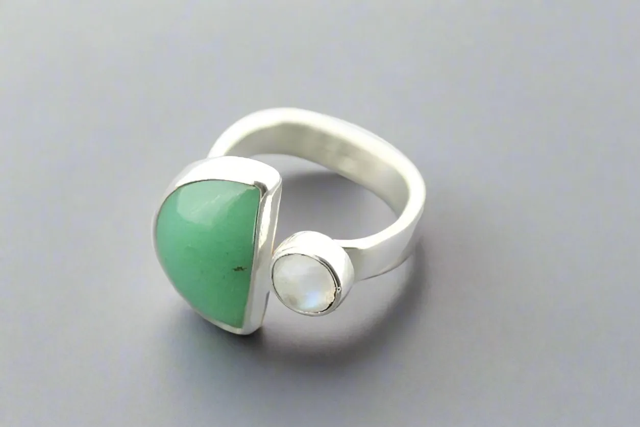 Moon & star ring - aventurine & moonstone