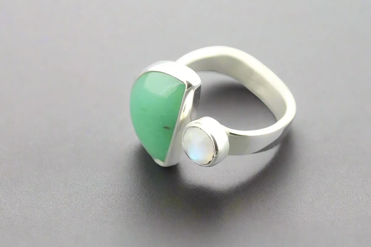 Moon & star ring - aventurine & moonstone