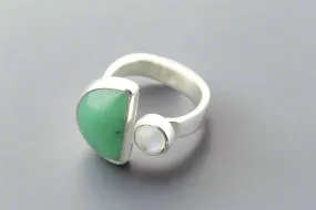 Moon & star ring - aventurine & moonstone