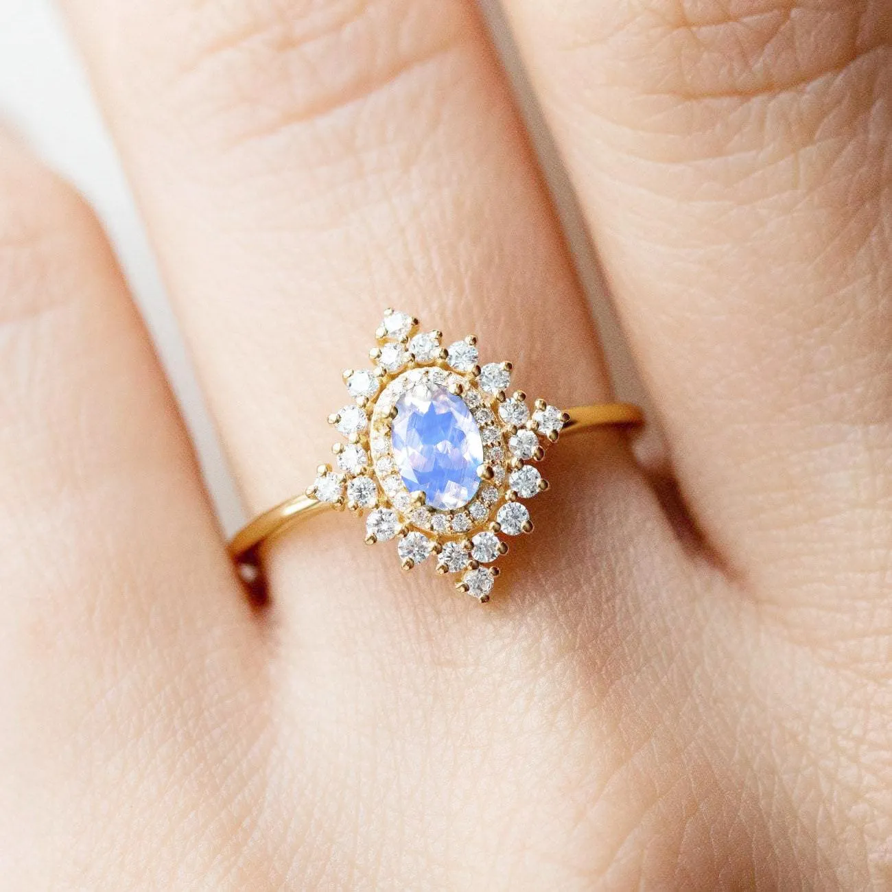 Moonstone & Moissanite Dynasty Ring