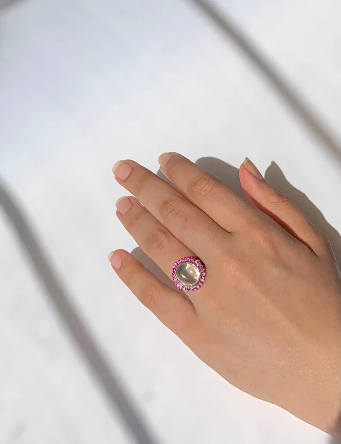 Moonstone & Ruby Ring