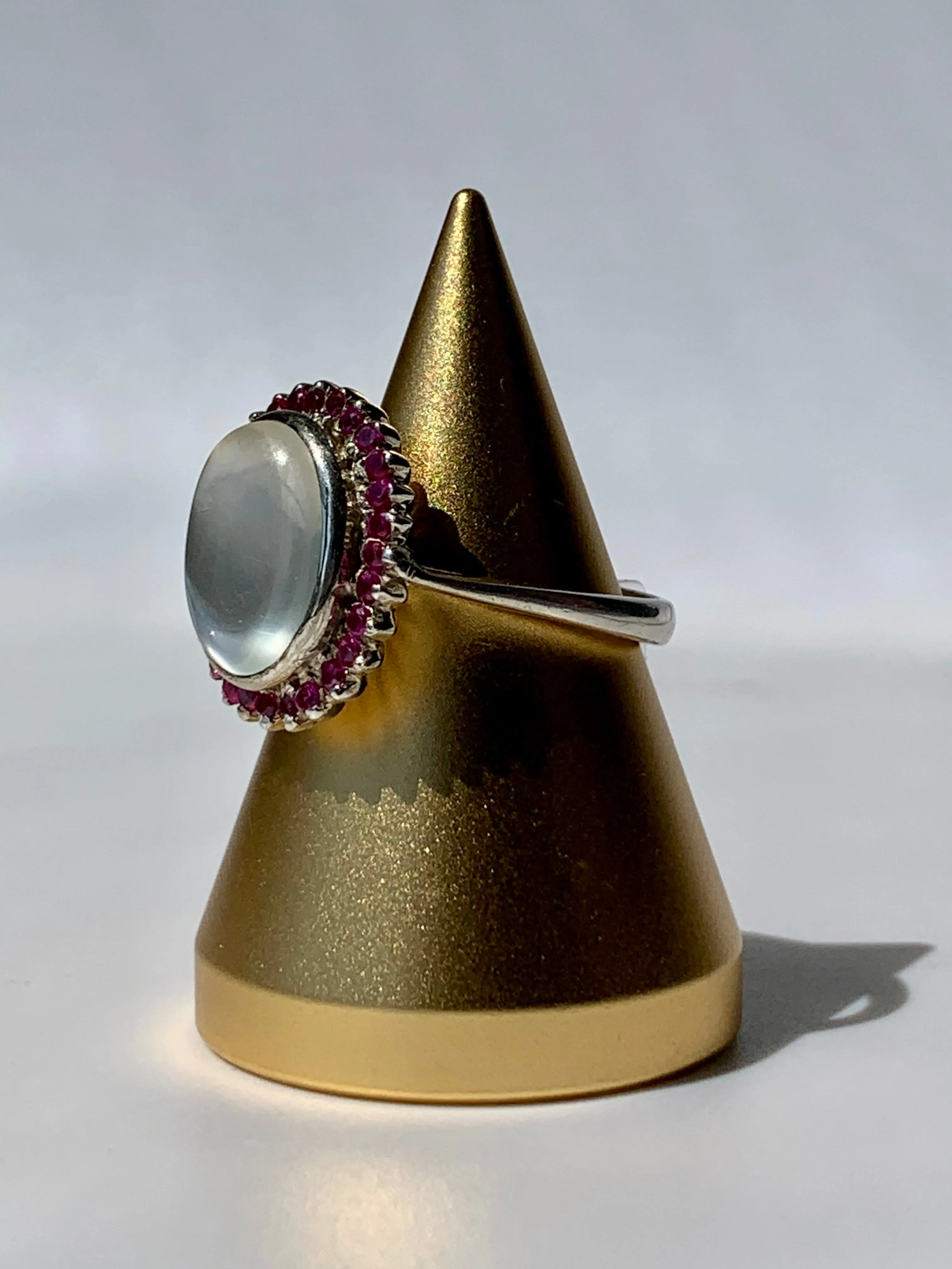 Moonstone & Ruby Ring