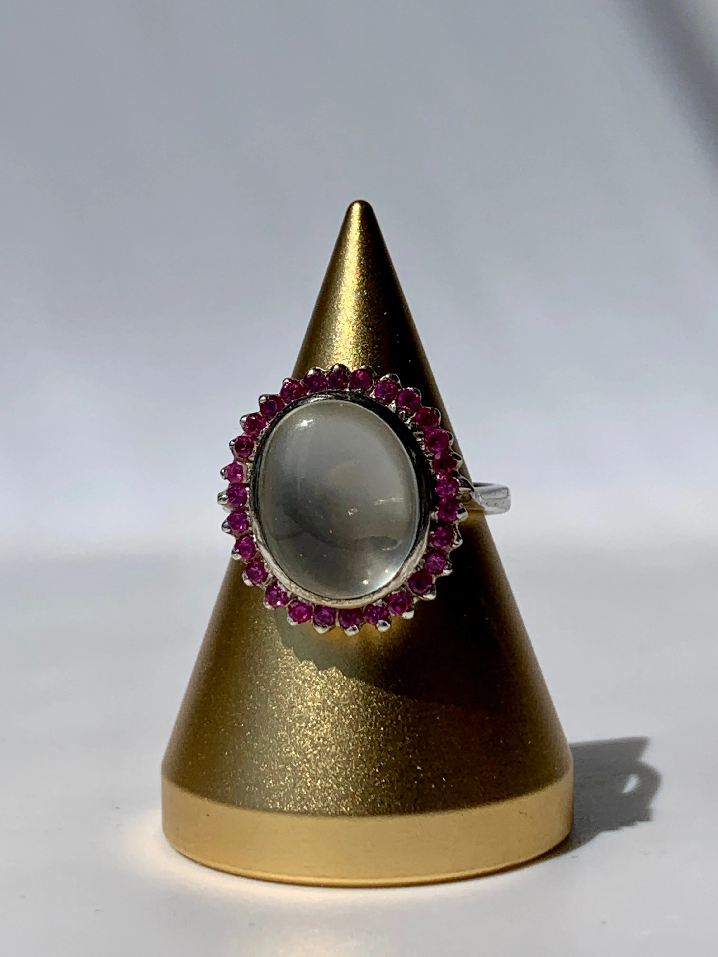 Moonstone & Ruby Ring