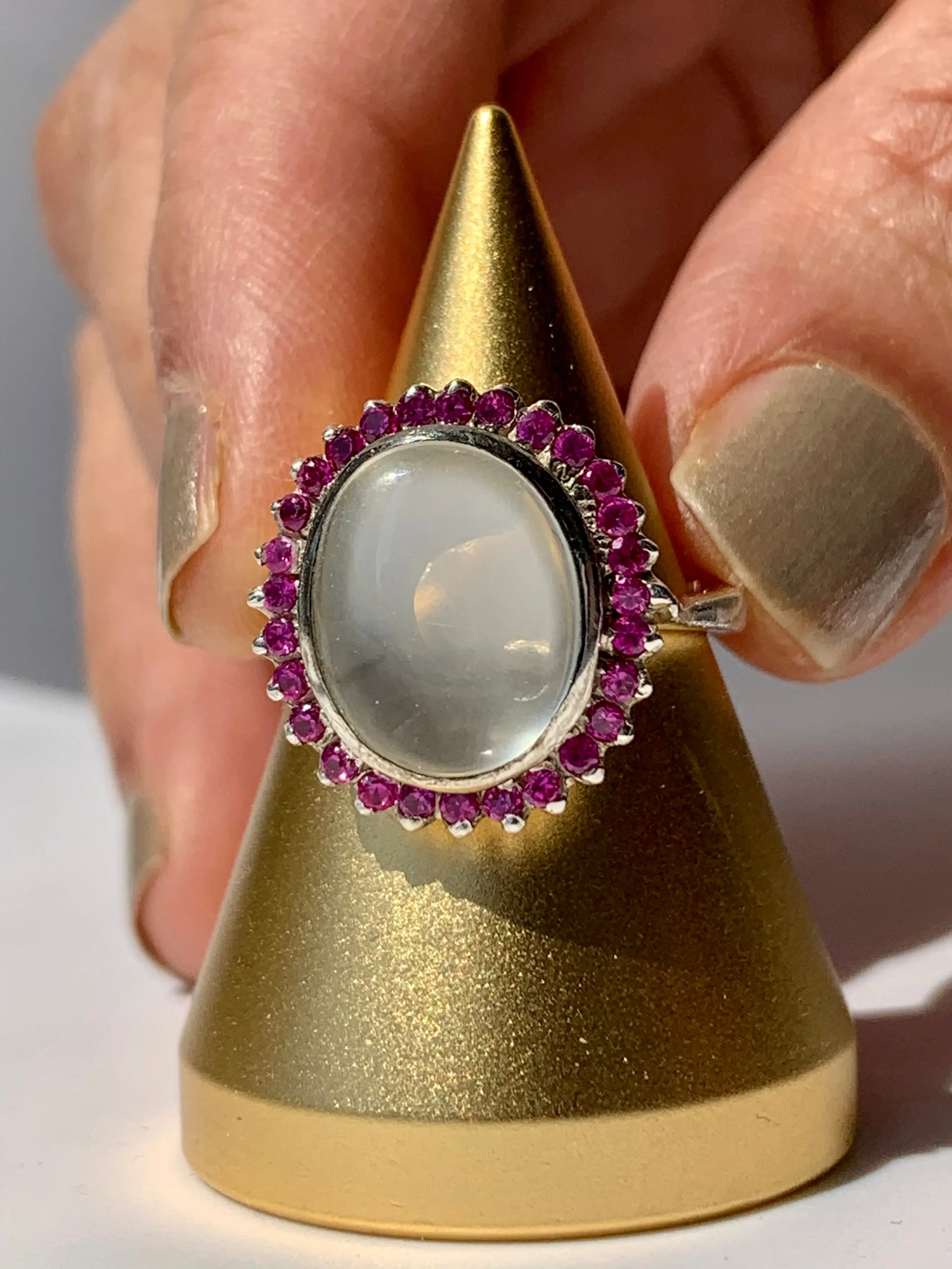 Moonstone & Ruby Ring