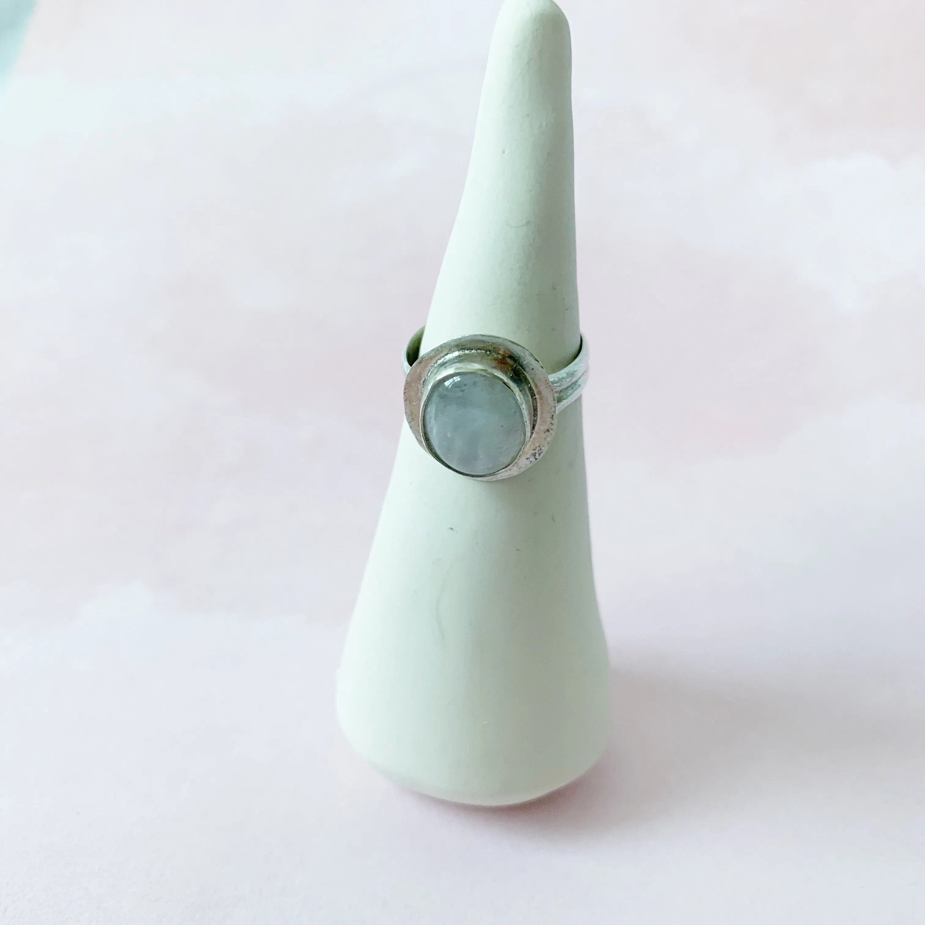 Moonstone Halo Ring Size 8