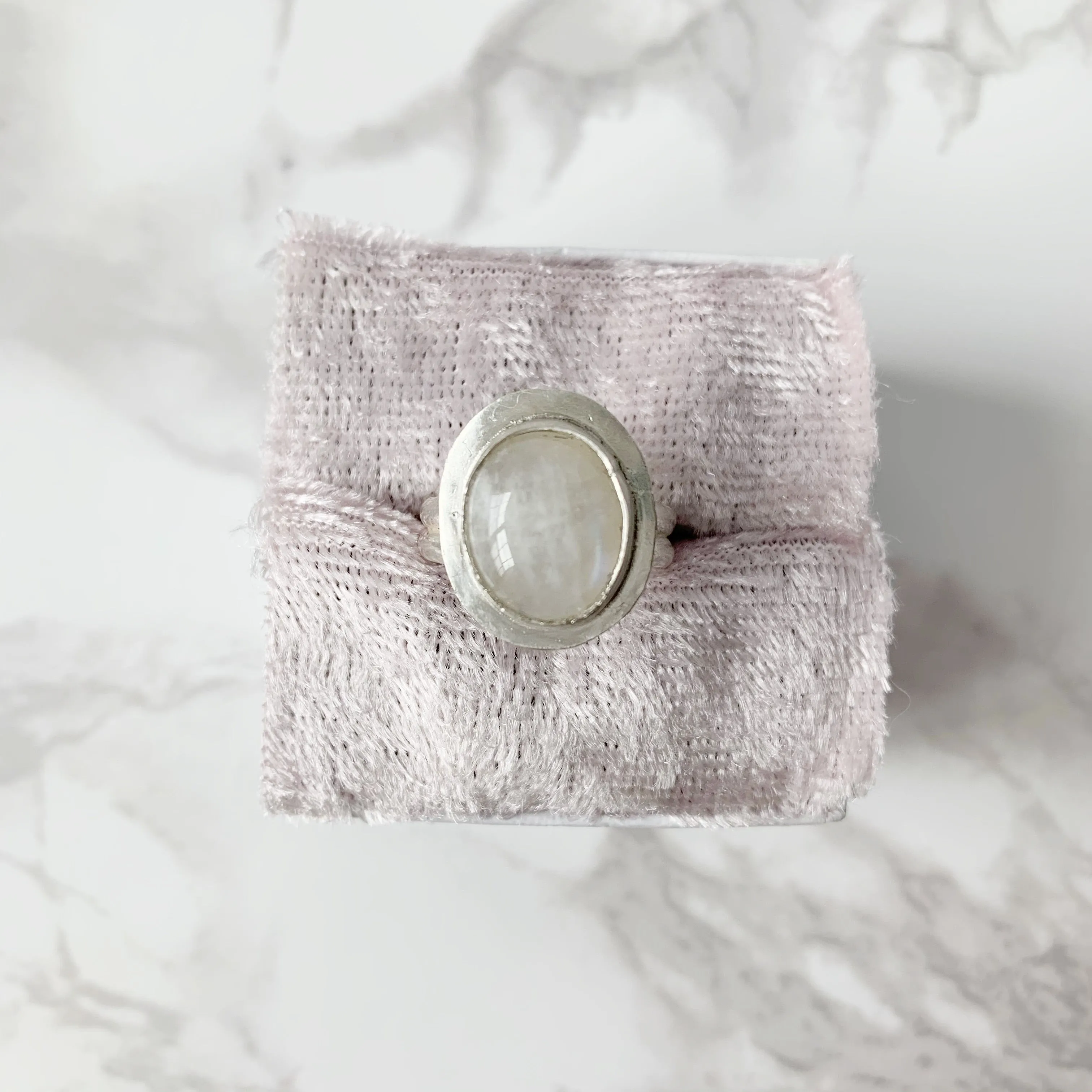 Moonstone Halo Ring Size 8