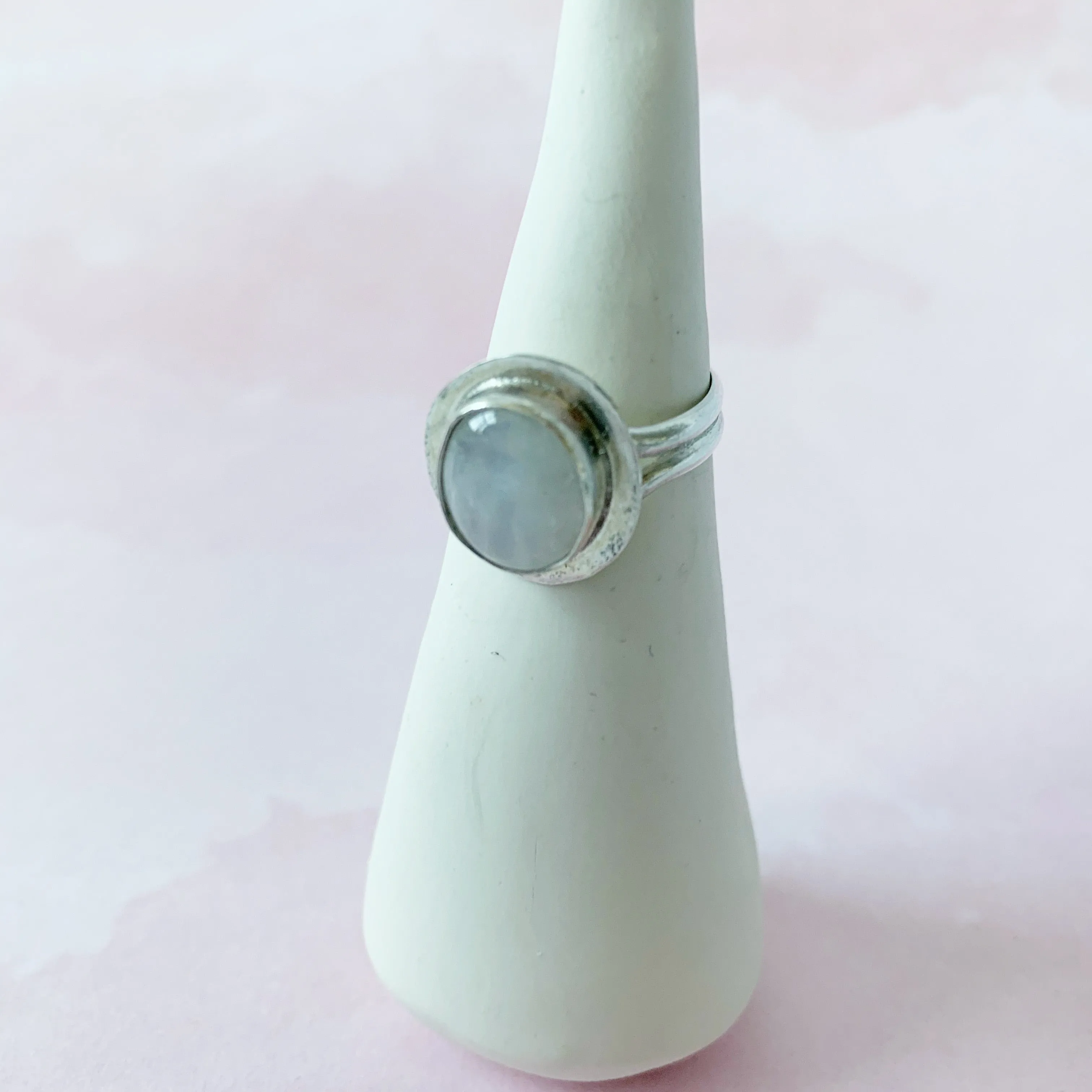 Moonstone Halo Ring Size 8