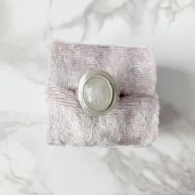 Moonstone Halo Ring Size 8