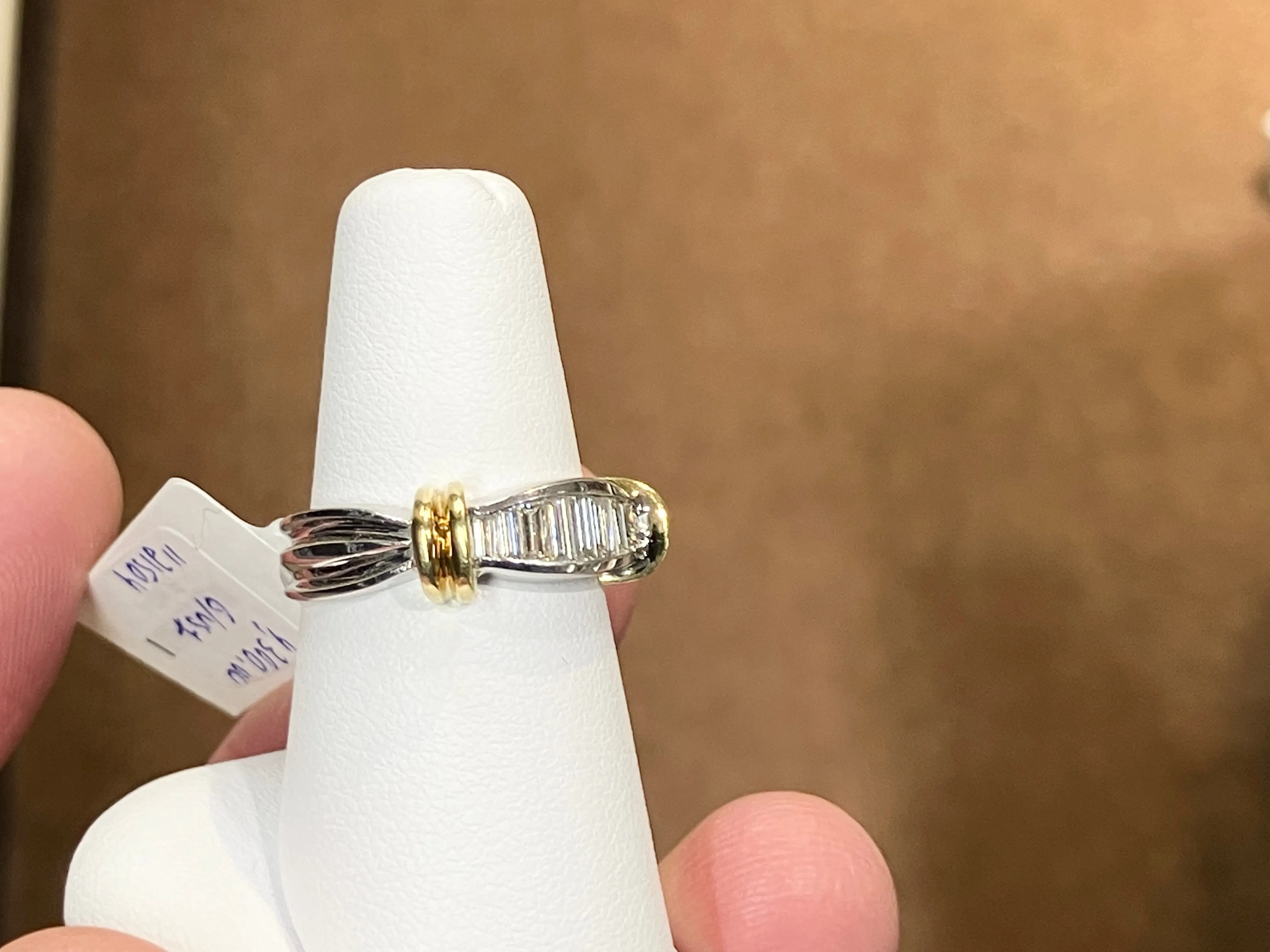 Natural Baguette Diamond Ring 18 K