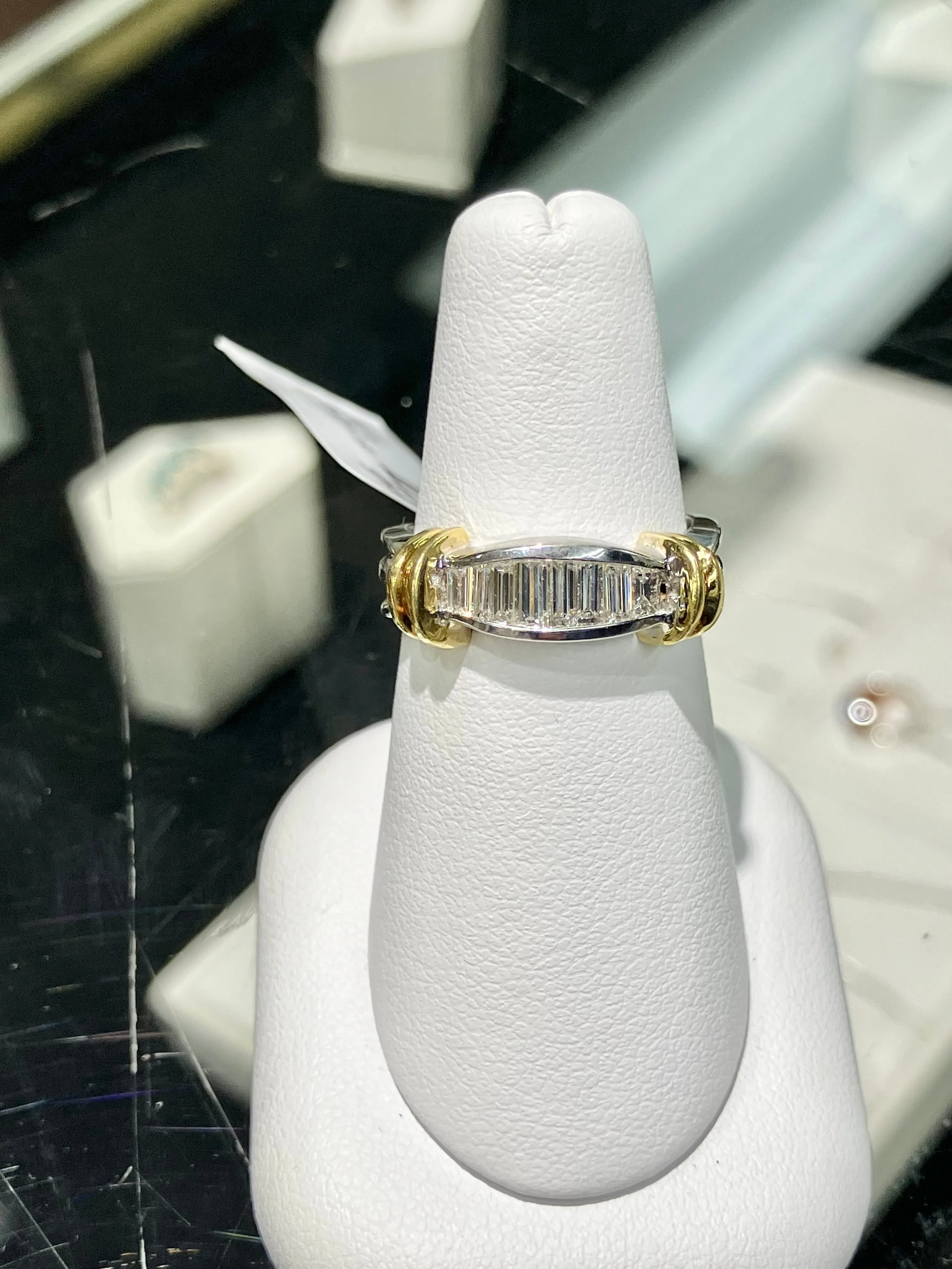 Natural Baguette Diamond Ring 18 K