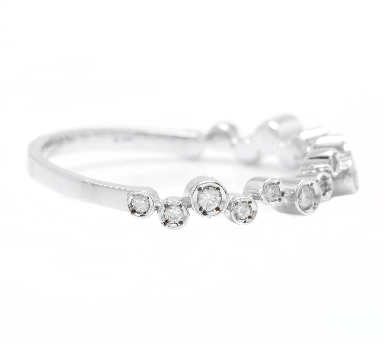 Natural Diamond 14K Solid White Gold Band Ring