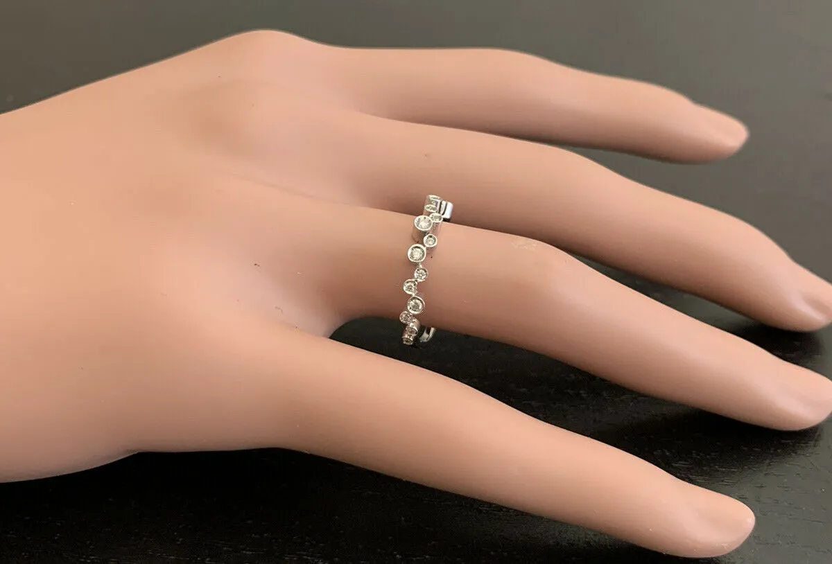 Natural Diamond 14K Solid White Gold Band Ring