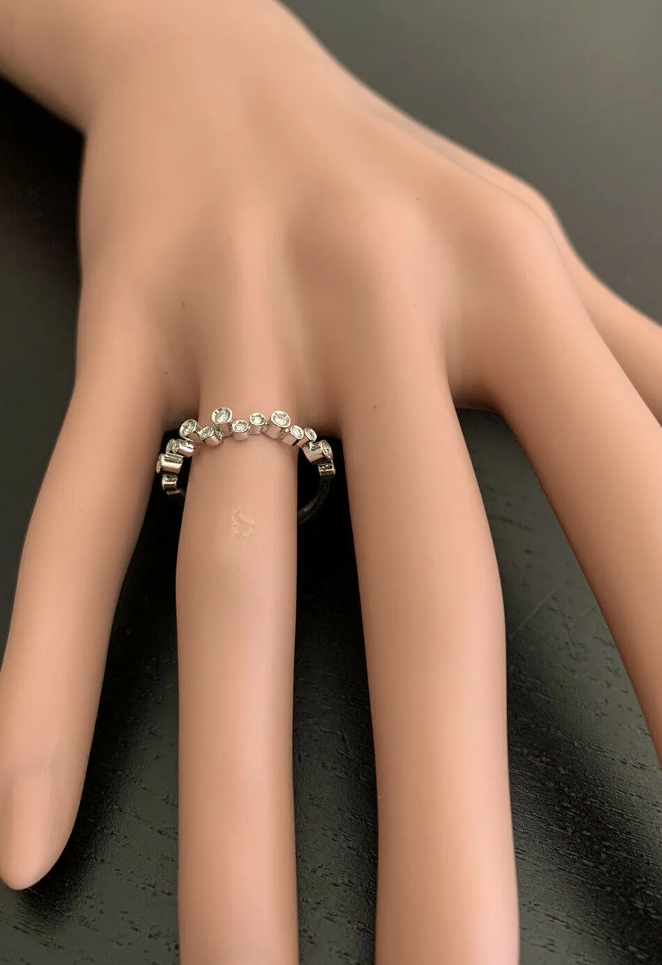 Natural Diamond 14K Solid White Gold Band Ring