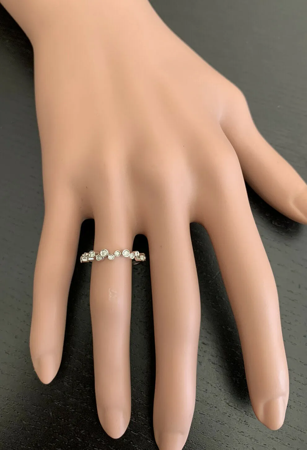 Natural Diamond 14K Solid White Gold Band Ring
