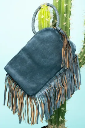 NGIL Blue Fairleigh Fringe Bangle Clutch