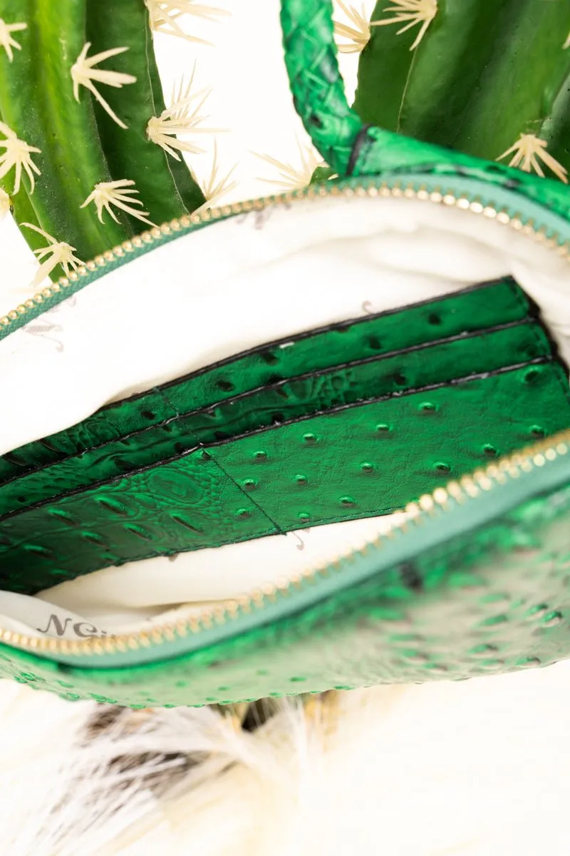 NGIL Green Faux Ostrich Bangle Clutch