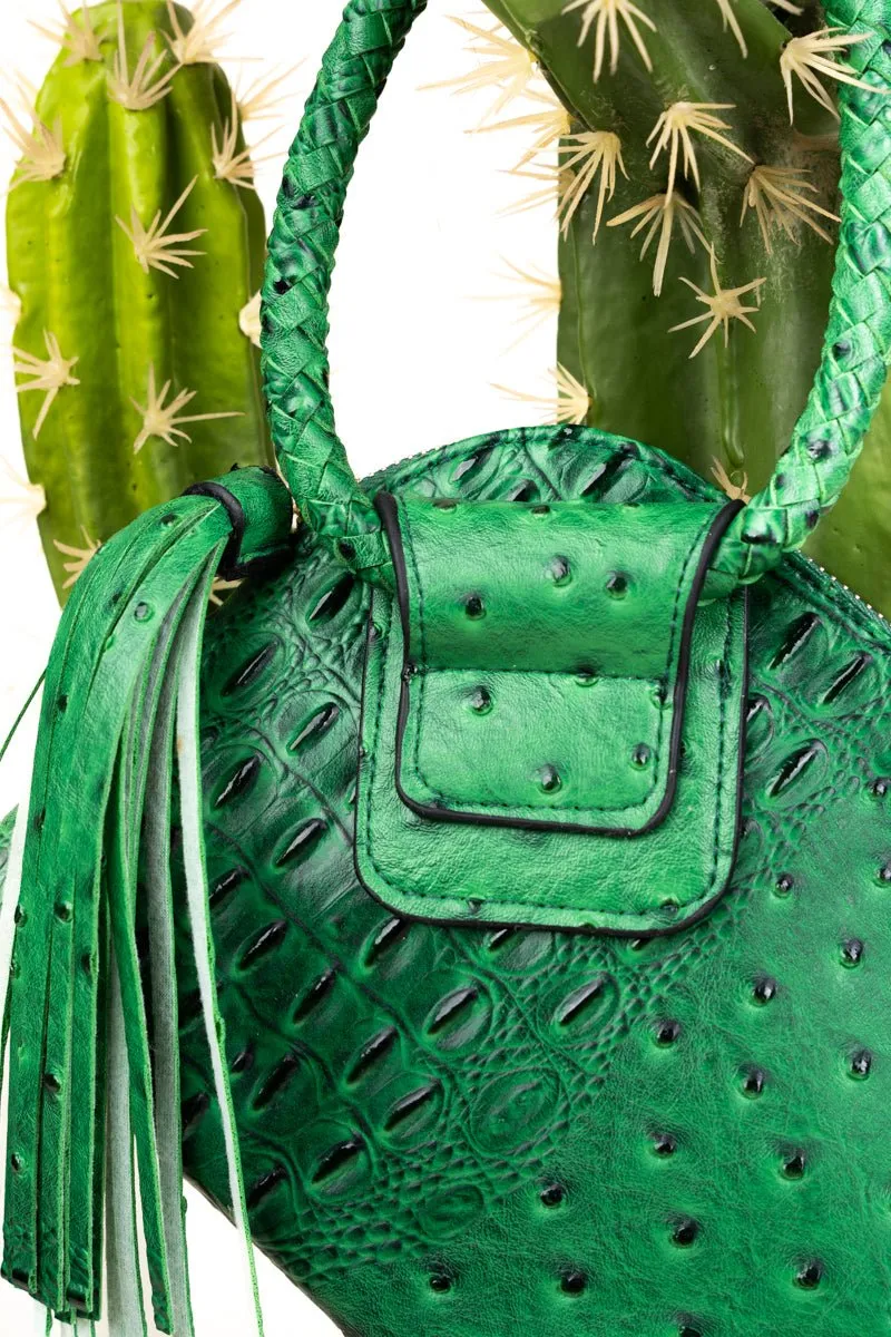 NGIL Green Faux Ostrich Bangle Clutch